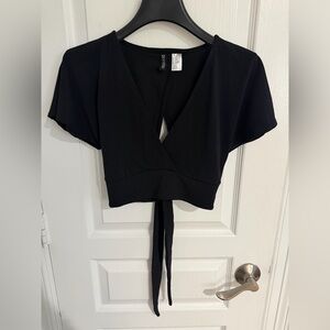 Black Wrap Top by Divided